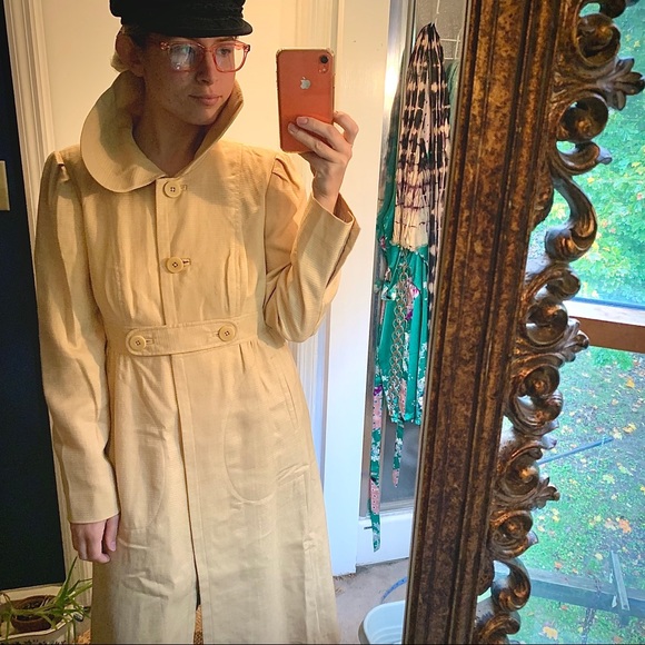 J Peterman Cotton Coat Trench Peter Pan Collar 8 - Picture 9 of 14
